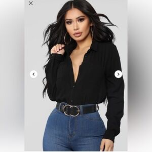 Fashion Nova Black Button Down Shirt
